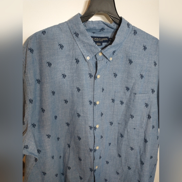 U.S POLO Assn Short Sleeve Button Down Shirt Size 3XL ,Blue Color For Men - Picture 4 of 10